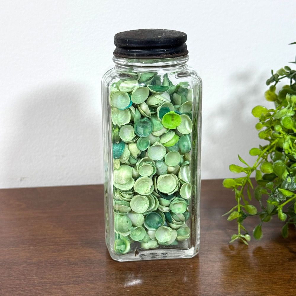 Vintage Jar Filled With Tiny Seashells Mini Shell Collection Coastal Decor